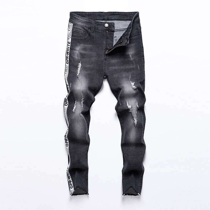 black grey distressed jeans