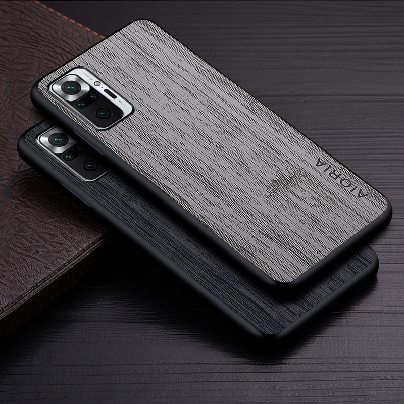 Case for Xiaomi Redmi Note 10 Pro 10T 5G 10S funda bamboo wood pattern Leather cover Luxury for red
