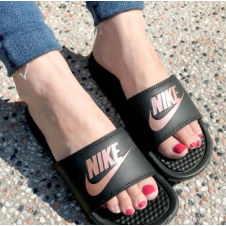 rose gold nike slippers