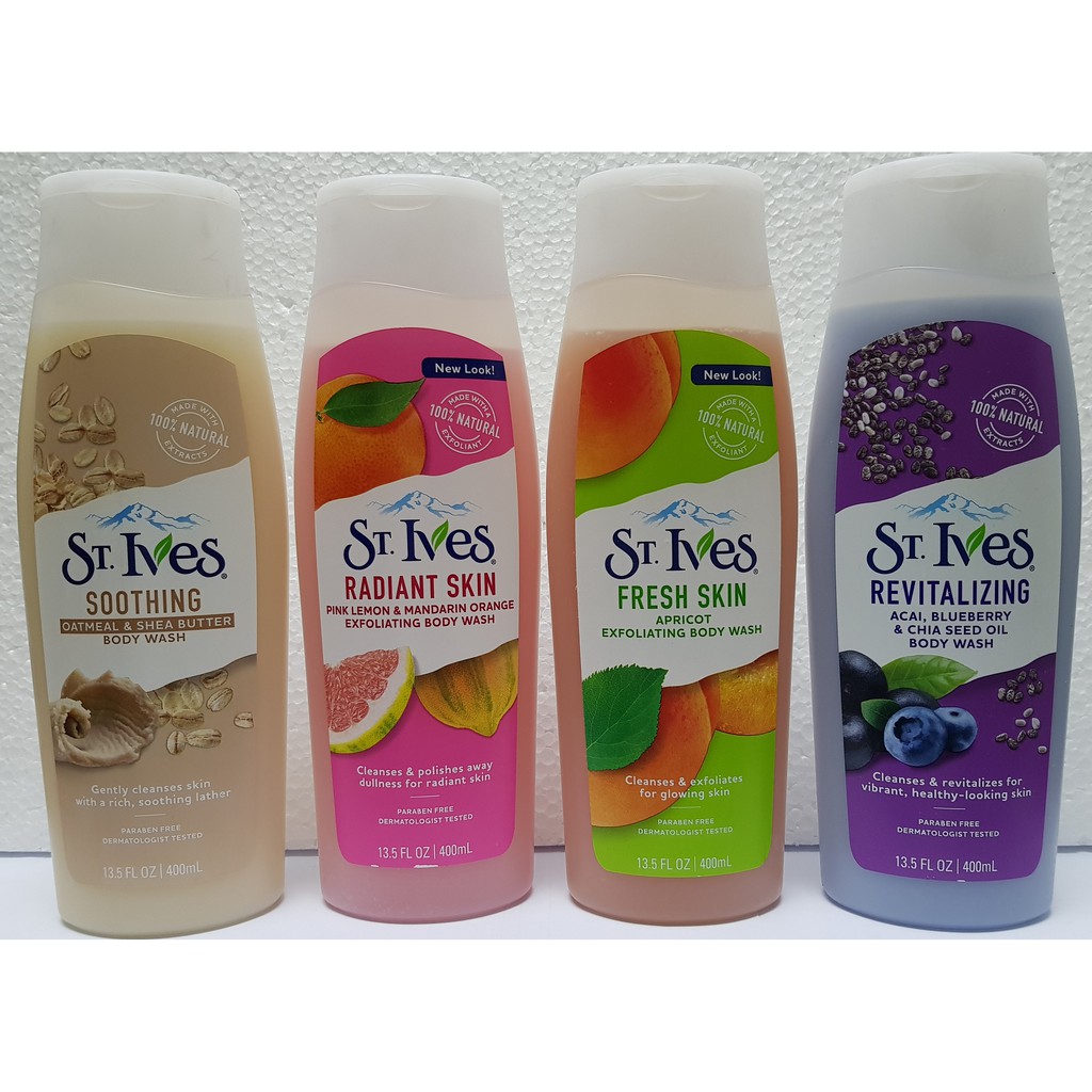 St Ives Body Wash 400ml (Radiant Skin / Fresh Skin / Revitalizing