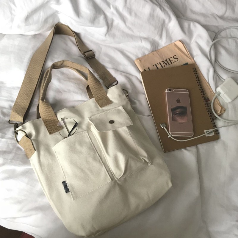 canvas messenger tote bag