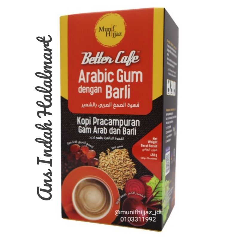 Munif Hijjaz Better Cafe Arabic Gum With Barli Box 15 Sachets Shopee Singapore