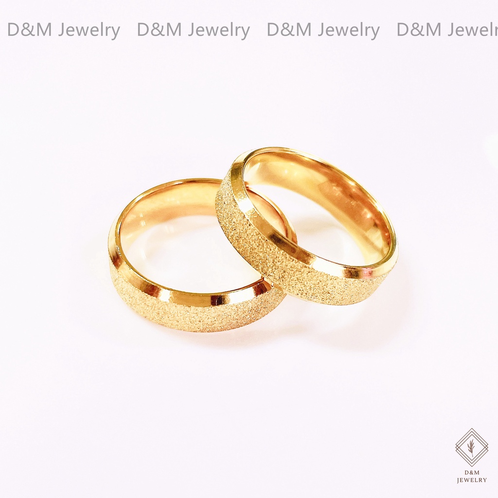 D&M Jewelry Gold Stainless Steel Wedding / Couple / Solo Plain Ring Nontarnish (2pcs)