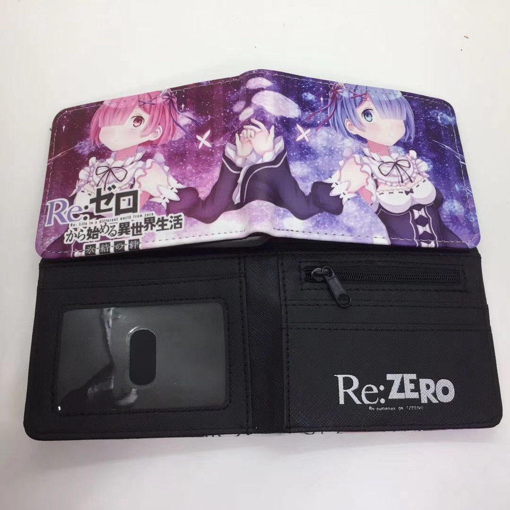 Rem Emilia Ram Cartoon PU Leather Student Short Casual Card Wallet Boy