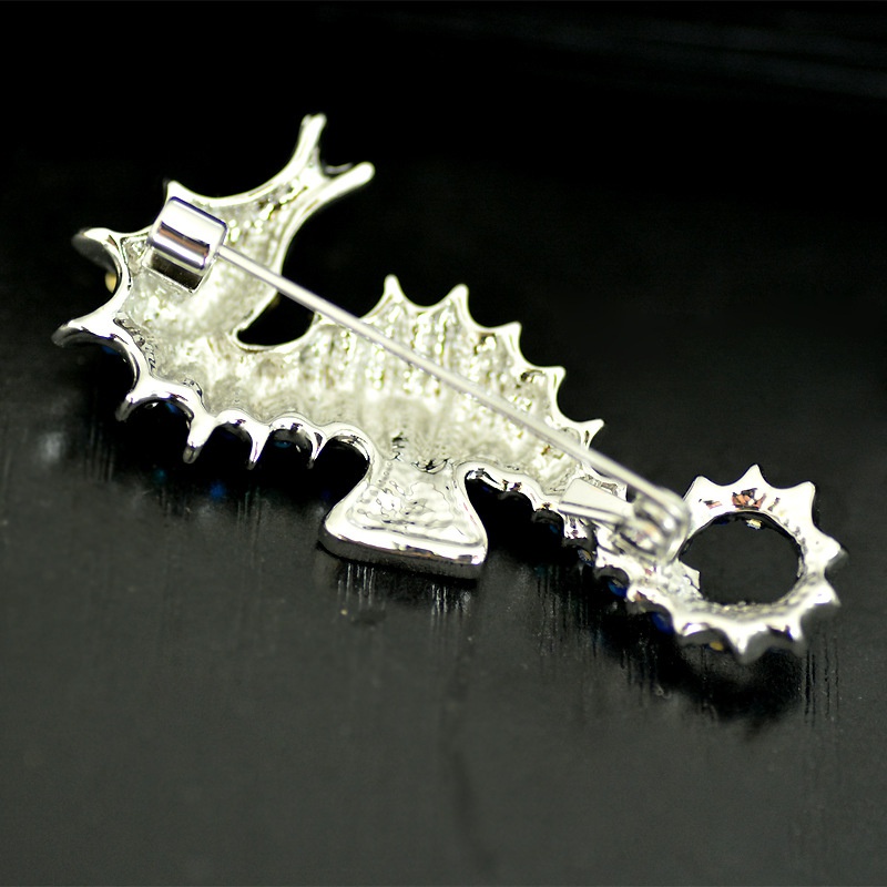 Image of Fun Colored Diamond Seahorse Brooch Ladies Party Wedding Clothing Accessories Pin Badge Animal Brooch Gift #2