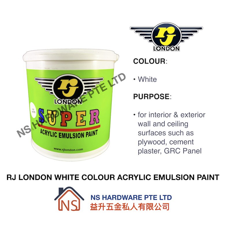 RJ London Super Acrylic Emulsion Paint 4.5kg/ White Paint / Wall Paint