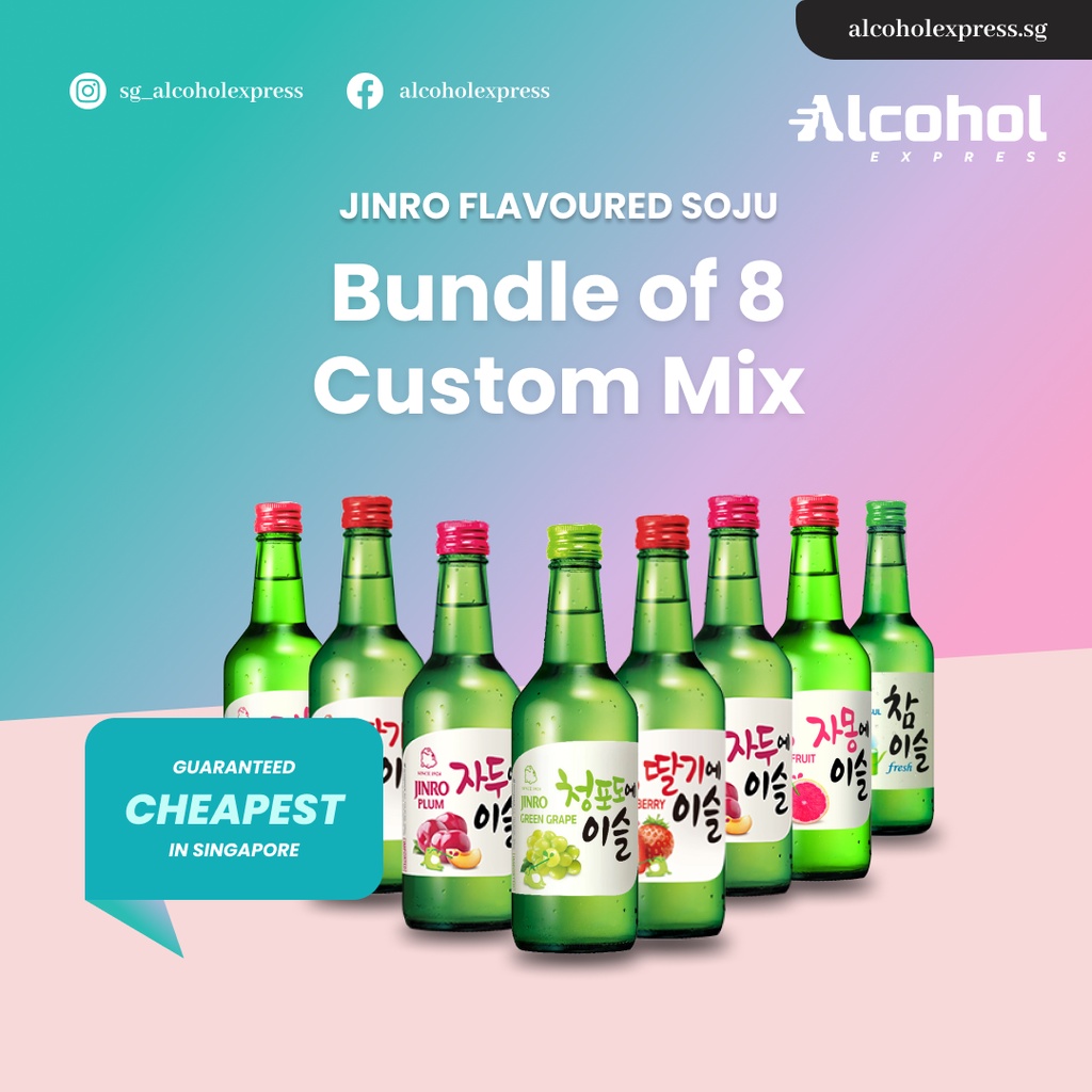 Jinro Flavoured Soju Bundle of 8 360ml (Custom Mix) Alcohol Express