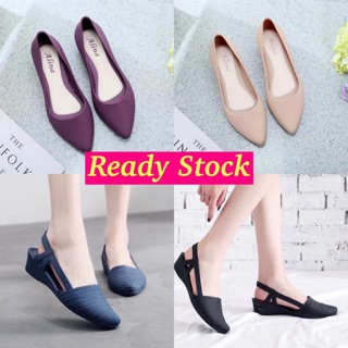 Image of Readystock Women Shoe Jelly shoe shoes Kasut perempuan wedges office shoe flat
