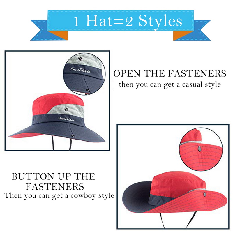 Image of Double-Color UPF 50+ Sun UV Protection Hat Summer Men Women Waterproof Wide Brim Big Bob Outdoor Hiking Hats #5