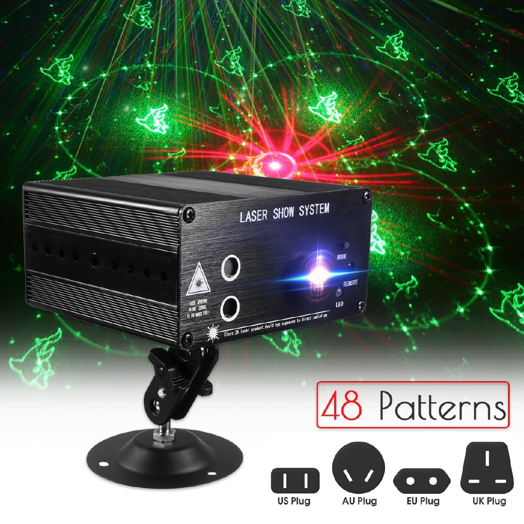48 Pattern Mini Laser Projector Stage Lights LED RGB Lighting Party DJ