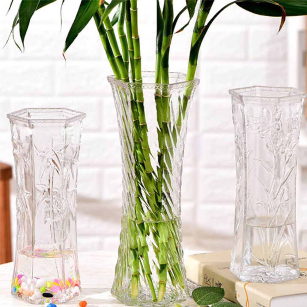 Glass Bottle Rich Bamboo Vase Flower Pots Floor Planter Shopee