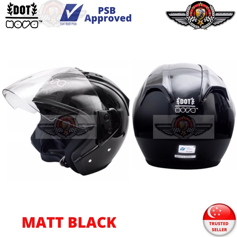 Nova Dot Helmet 606W Matt Black (PSB Approved) Shopee Singapore