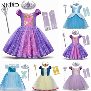 Princess Girl Sofia Dress Party Birthday Kids Clothes Purple Cosplay Costume
