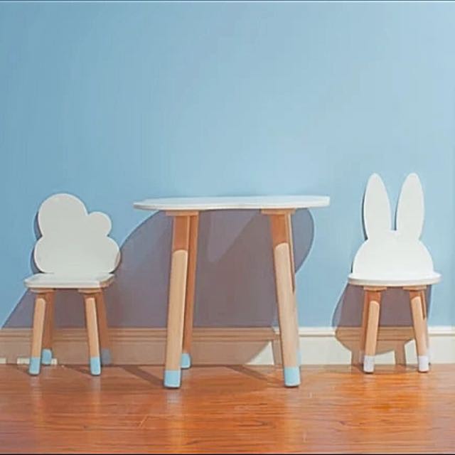 wooden play table and chairs