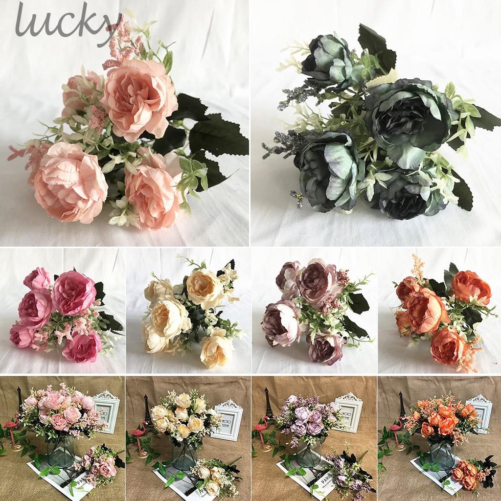 Details about   21HEADS ARTIFICIAL ROSE SMALL SILK FLOWERS BUNCH Wedding Home Outdoor Decor UK 