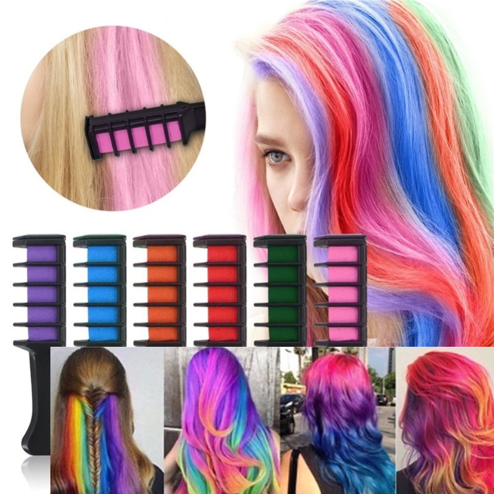 Temporary 6 Pieces Set Blue Green Pink Purple Orange Red Hair