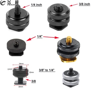3/8 1/4 5/8 Double Nut Single Cold Shoe Tripod Mount to Flash Hot Shoe Screw Adapter for GoPro Action Camera DSLR Photo Studio