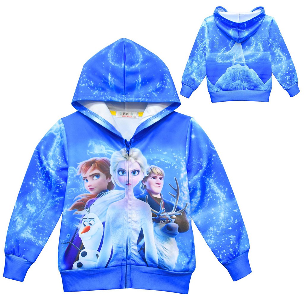 Frozen Elsa Anna Baby Kids Girls Hooded Jacket Coat Casual Pullover