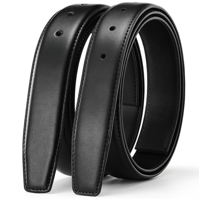 Image of Belts No Buckle 2.4 2.8 3.0 3.5 3.8cm Width Brand Automatic Buckle Black Genuine Leather Men's Belts Body Without Buckle Strap #0
