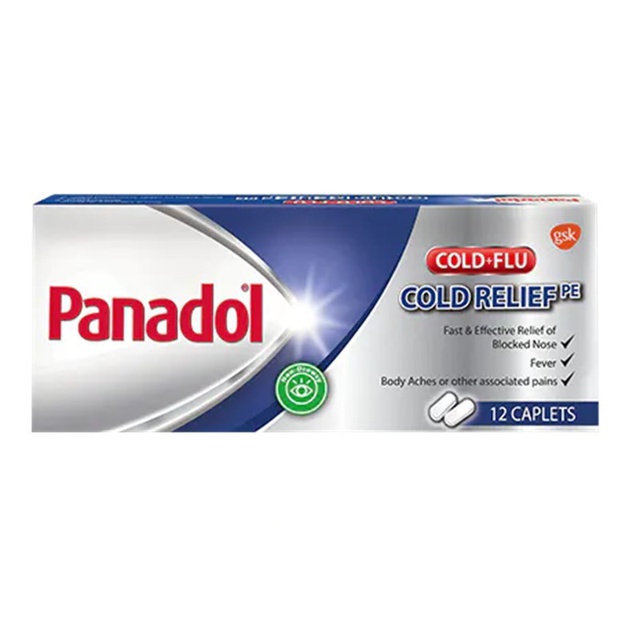 Panadol Cold Relief for Fever and Blocked Nose, 12 tablets Shopee