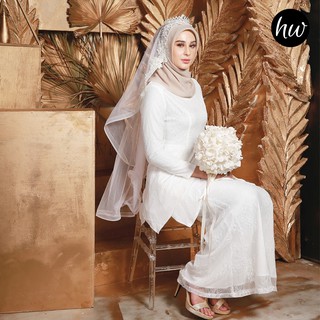 HAURA WEAR BAJU  BERTUNANG AKAD  NIKAH  BAJU  KURUNG PUTIH 