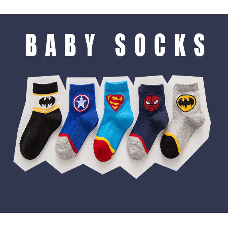 Children's sports socks Boy / girl cotton socks Superhero Batman Spider-Man Cartoon Children Socks Fashionable breathable cotton socks