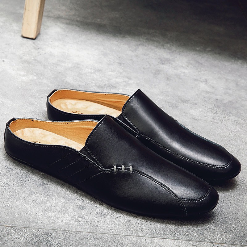 mens leather slip on house shoes