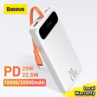 Baseus 10000mAh / 20000mAh Quick Charge Power Bank 20W 22.5W Block Digital Display Fast Charging with Built-in Cable