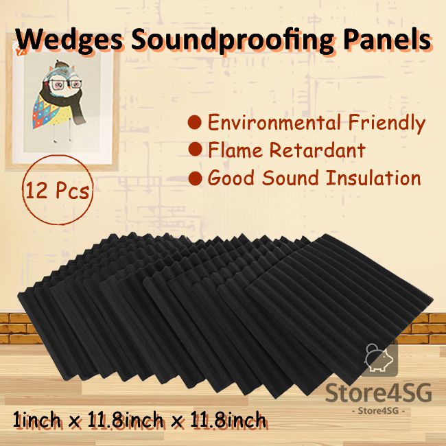 12 Pack- Acoustic Panels foam Engineering sponge Wedges 