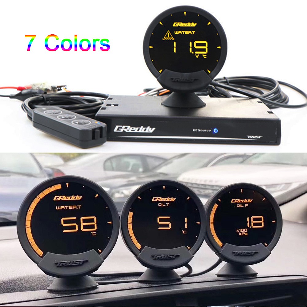 7 Colors Greddy Sirius Lcd Racing Gauge 74mm Turbo Boost Speed Volts Water Temp Oil Temp Oil Press Rpm Egt A F Fuel Ratio Meter Shopee Singapore