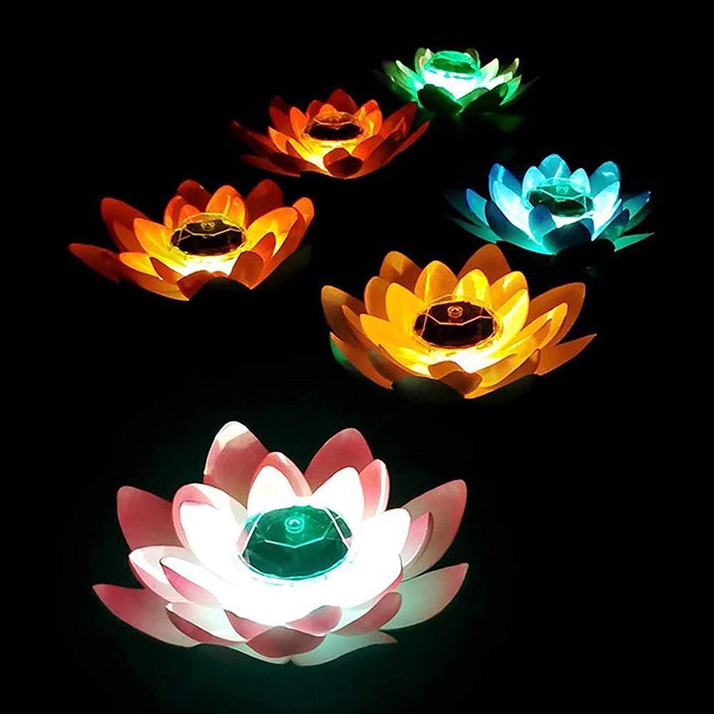 Solar Powered Led Flower Light Floating Fountain Pond Garden Pool Lamp