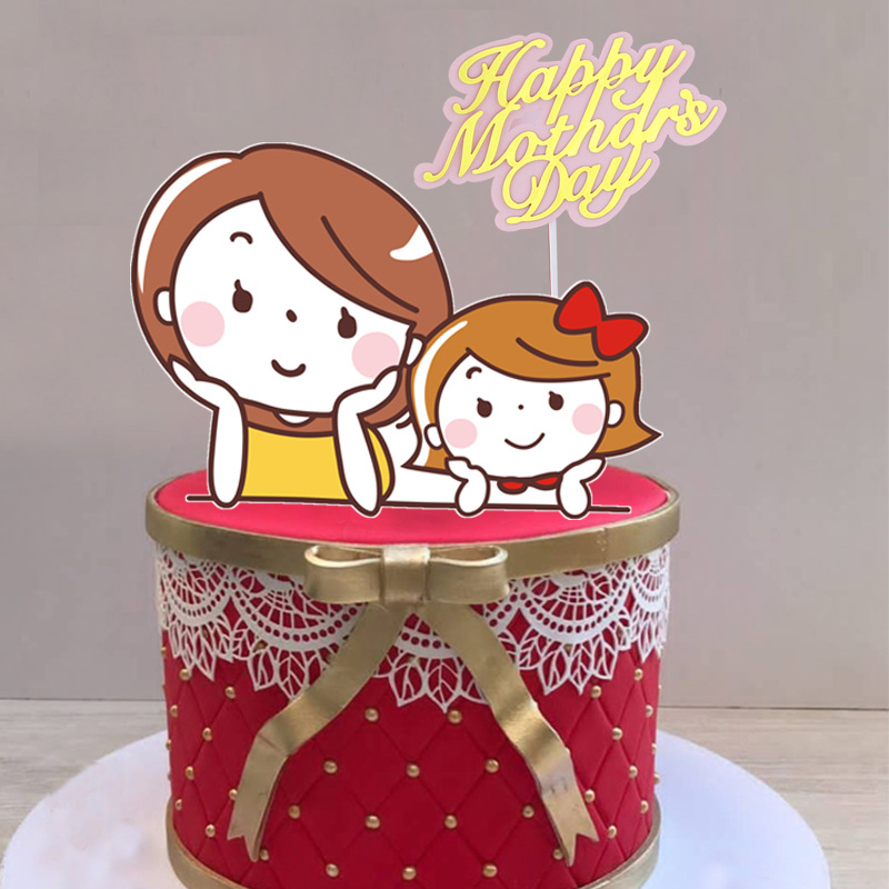 【Ready Stock】1 set Happy Mother's Day Mom Cake Topper Cake Flags Decoration