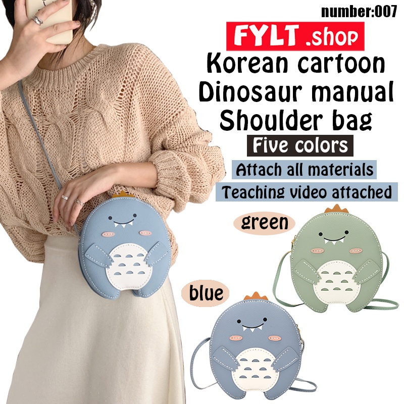 Teaching video attached】Handmade Bag/Korean cartoon handbag/Little dinosaur  Shoulder bag/DIY material package/Messenger manual Bags | Shopee Singapore