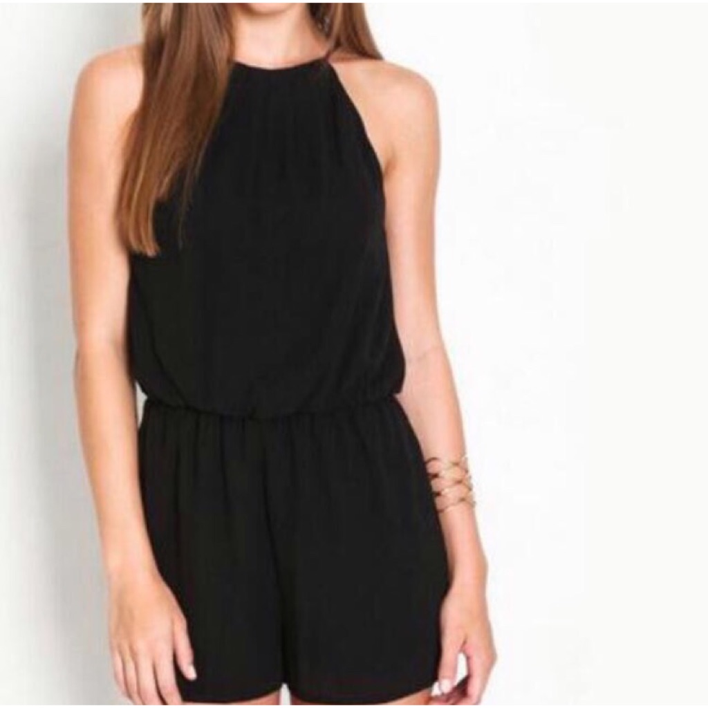 black halter playsuit