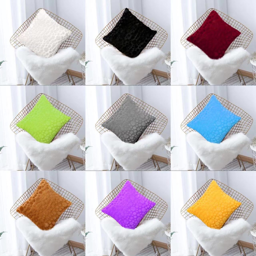 Decorative Plush Colorful Cute Home Cushion Cover Soft Square Throw Pillow Case Fluffy Sofa Bed