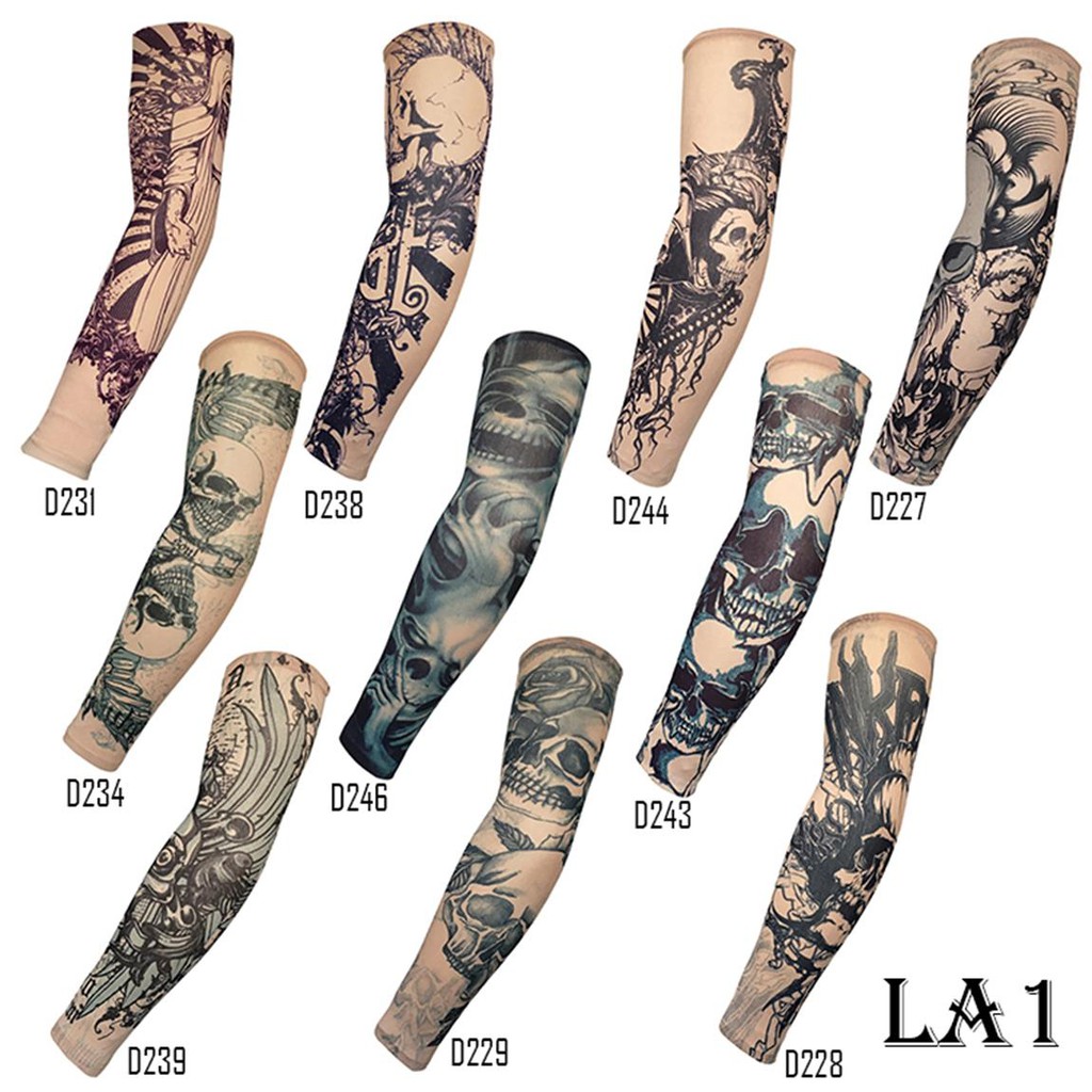 10 Styles Mix Nylon Stretchy Temporary Tattoo Sleeves Fashion Arm Stockings New | Shopee Singapore