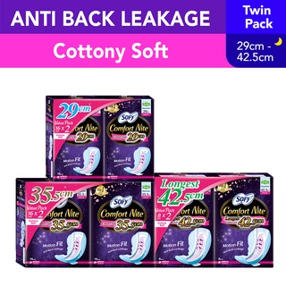 Image of Sofy Comfort Nite Cottony Soft (Body Fit) Slim Wing, Twin Pack