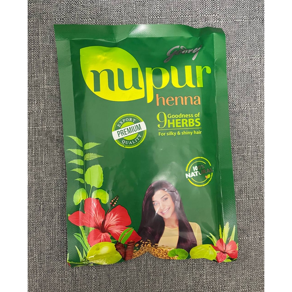 Godrej Nupur Henna 100% Natural Henna with Goodness of 9 Herbs for Silky  and Shiny Hair- 120g | Shopee Singapore