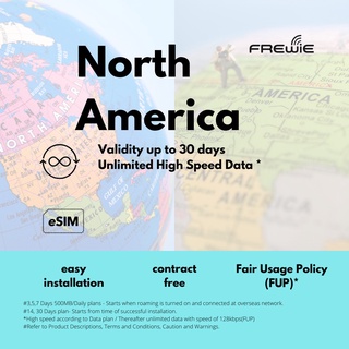 Unlimited* North America (USA & Canda) eSIM Data Roaming (*FUP) | QR delivered via email