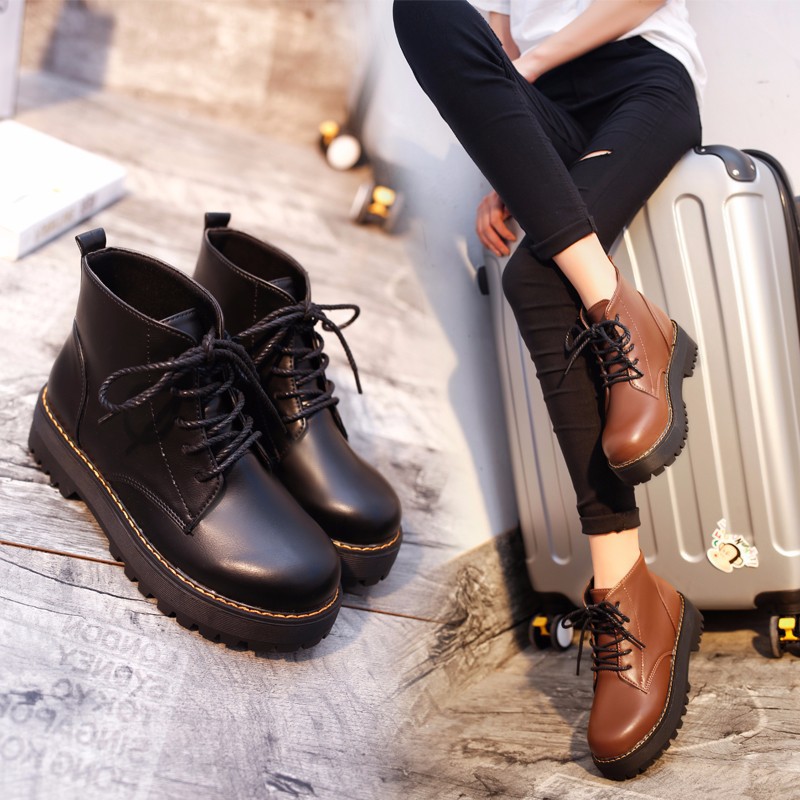 womens leather lace up ankle boots flat