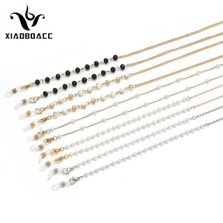 Image of XiaoboACC Mask Strap Korean Fashion Pearl Halter Mask Lanyard Crystal Anti-Lost Chain Strap Beads Glasses Mask Chain Necklace