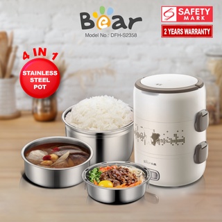 Bear Electric Heating Lunch Box Portable Personal Meal Heater 2L, Steam Meal and Cook Rice (DFH-S2358)
