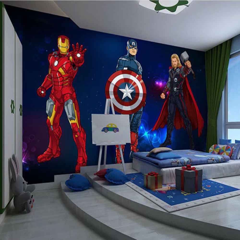 Wall Decorate Custom 3D Mural Avengers Wallpaper Children's Room Marvel  Hero Captain America Hulk Background Wallpaper | Shopee Singapore