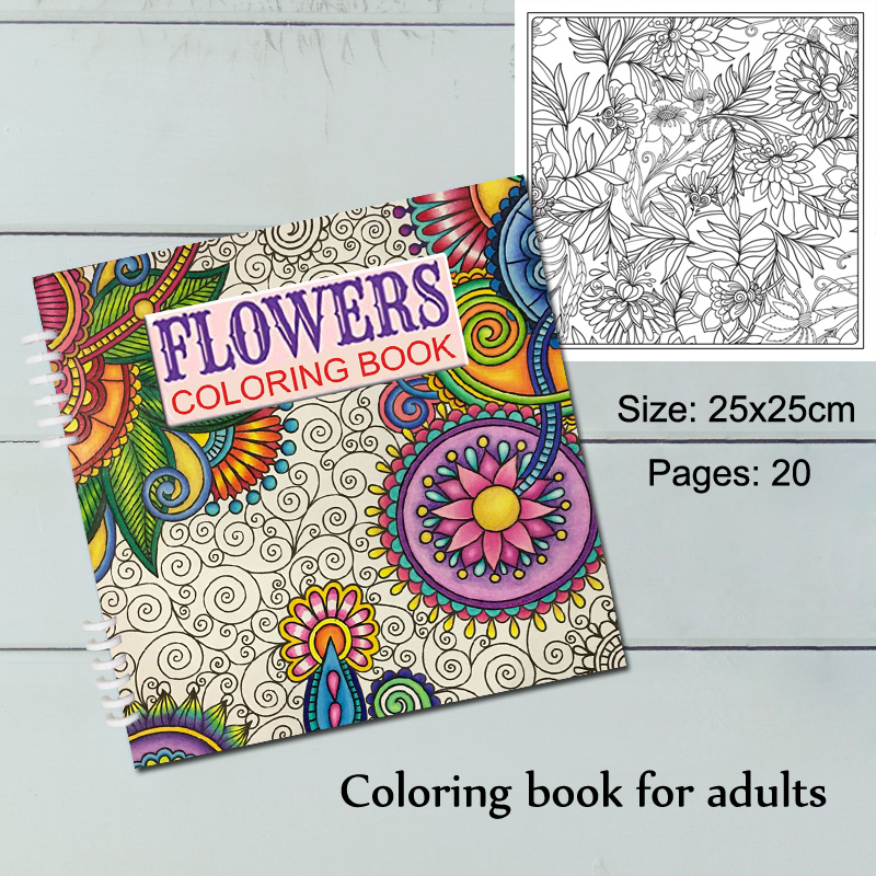 Download 20 pages of Adult coloring book flower pattern | Shopee ...