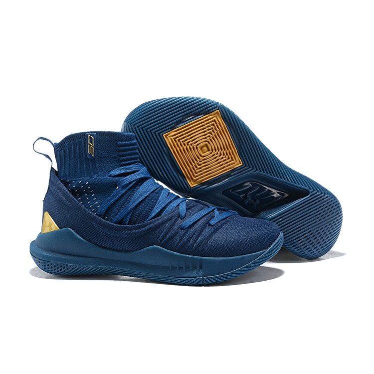 navy blue and gold basketball shoes