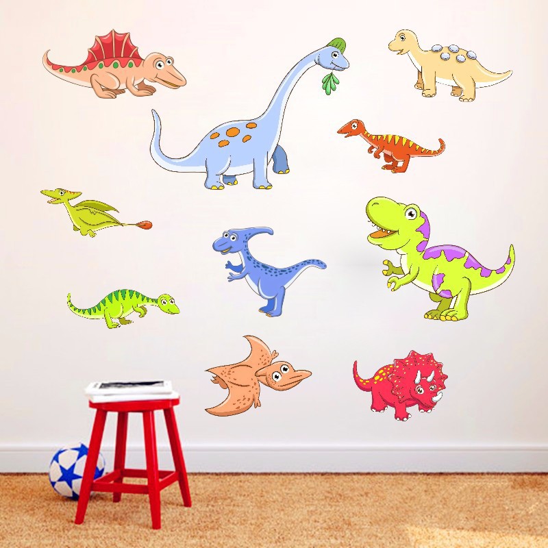 Decor Decals Stickers Vinyl Art 10pcs Dinosaur Decal