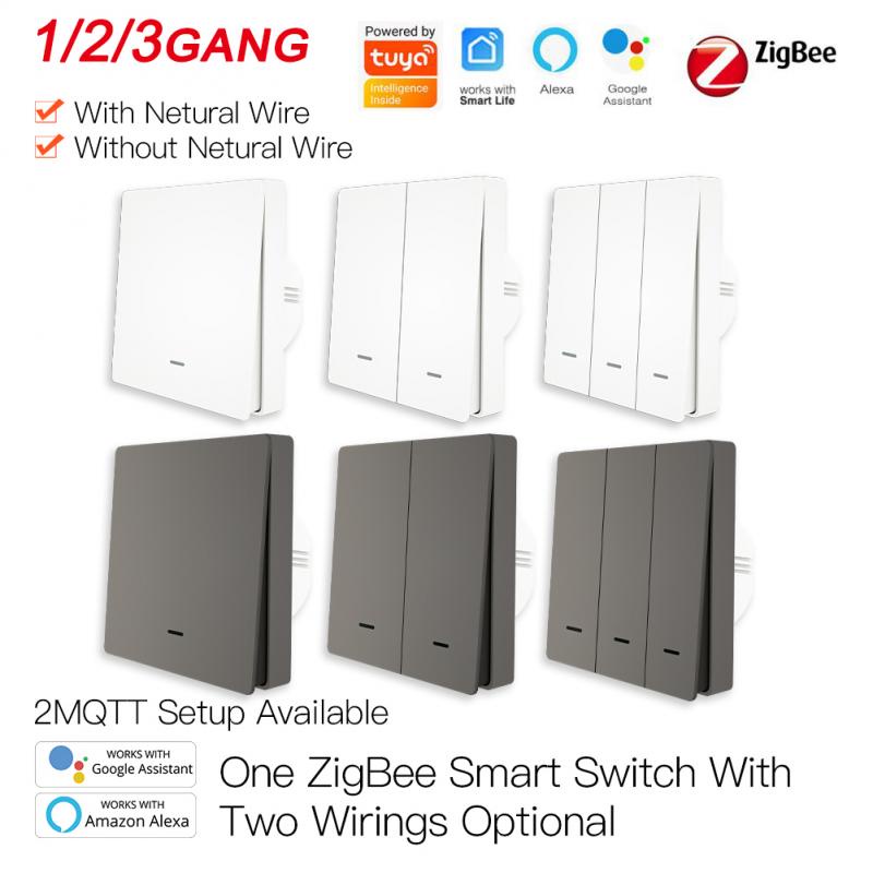 3gang Tuya Zigbee Smart Light Switch No Neutral Wire Capacitor Needed Life App Control Works With Alexa Google 2mqtt Ee Singapore - Moes Wifi Wall Touch Switch No Neutral Wire Needed