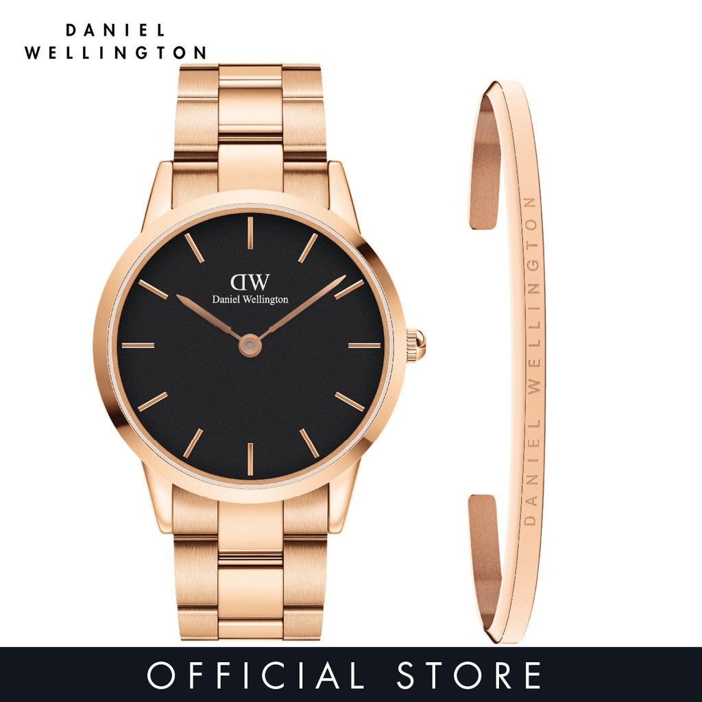 Daniel Wellington Gift Set - Iconic Link 36 RG Black + Classic Bracelet ...