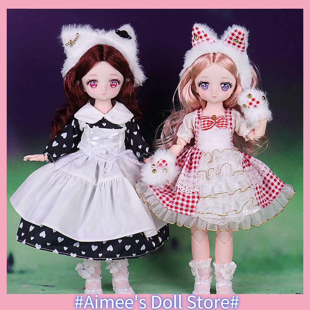 30cm BJD Doll with Fashion Color 3D Eyes Dress Up Cute Anime Doll Girl Toy  Dolls Gift | Shopee Singapore