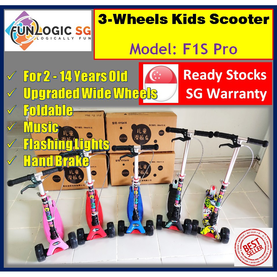 Kids Scooter 3 Wheels Kick Scooter Foldable Scooter Hand Brake Flashing Lights Music For 2 14 Years Old Shopee Singapore